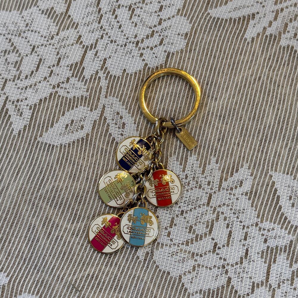 Coach Legacy Enamel Medallion Charm Keychain